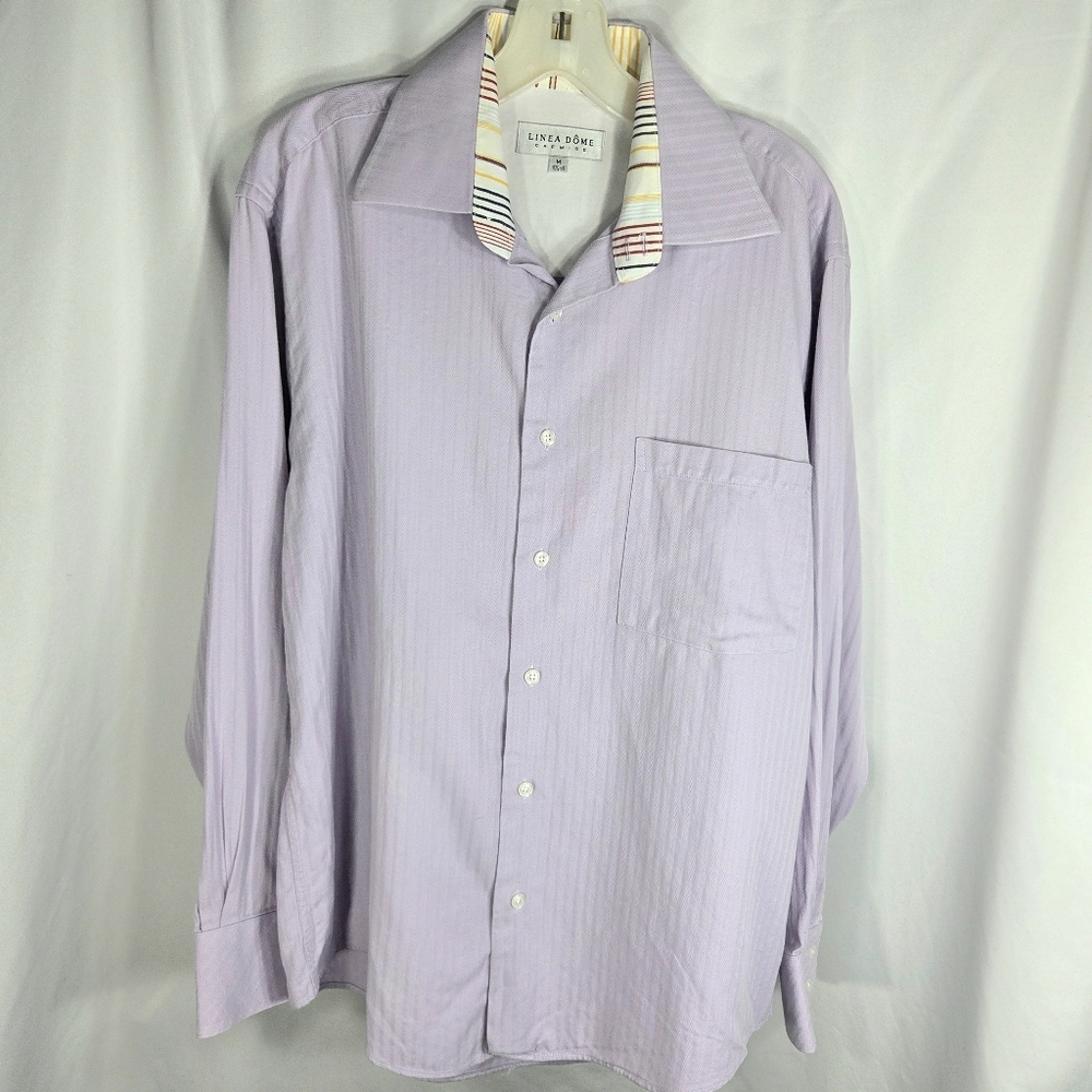 Linea Dome Chemise NWOT Light Purple Cam Cuffs Button Down Shirt Medium 15.5-16